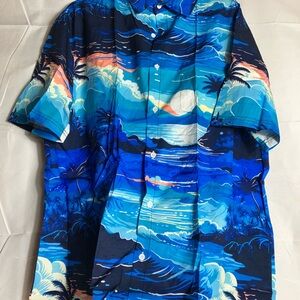 Vibrant Blue Hawaiian Shirt
